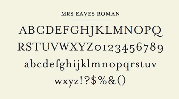 Mrs Eaves Type Specimen