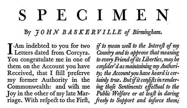 baskerville typeface physical features history